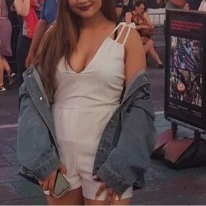 BOOHOO White V-Neck Romper